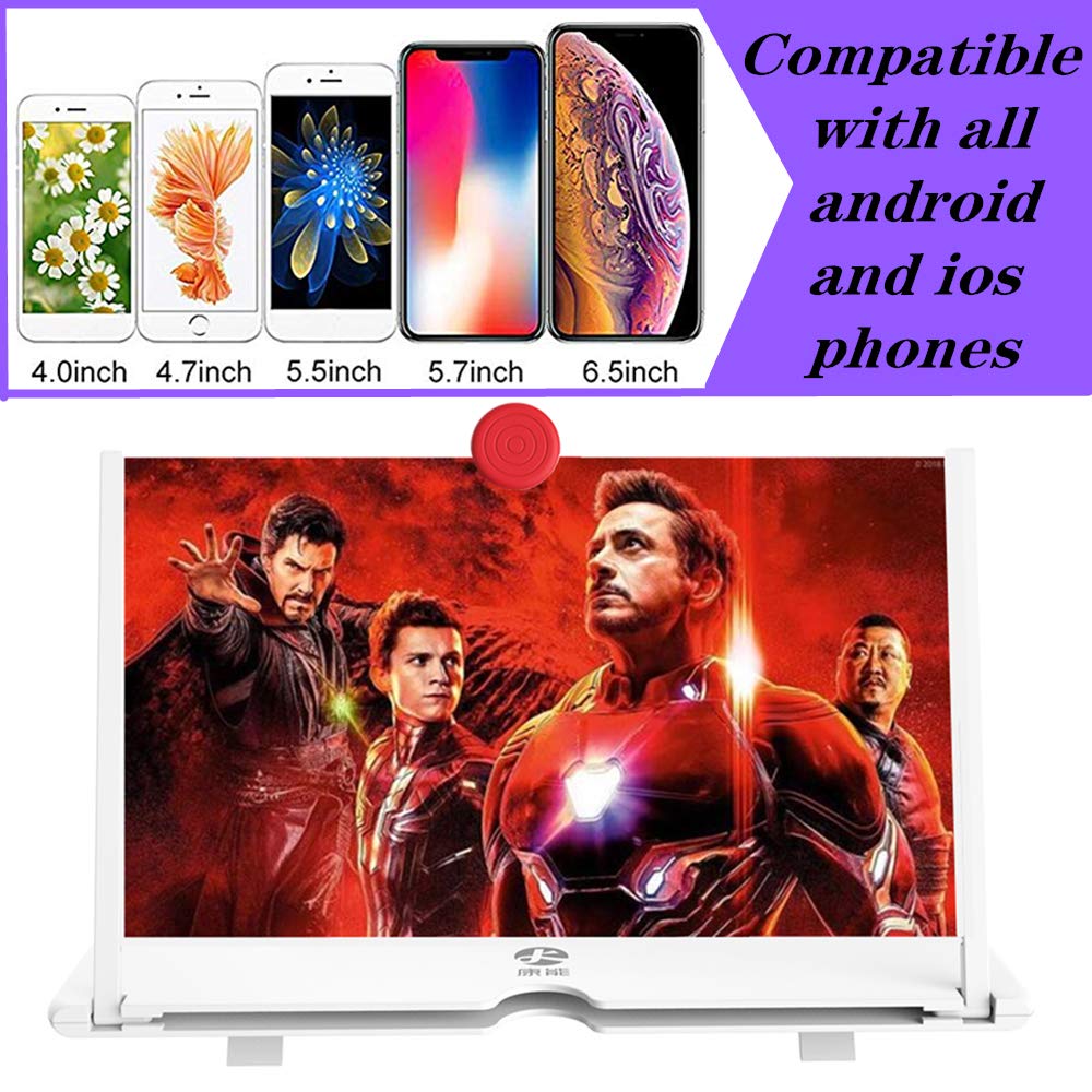 3D Screen Magnifier Amplifier, HD Amplifier Projector for Movies, Videos and Games. Foldable Phone Stand with Screen Amplifier for All Smartphones