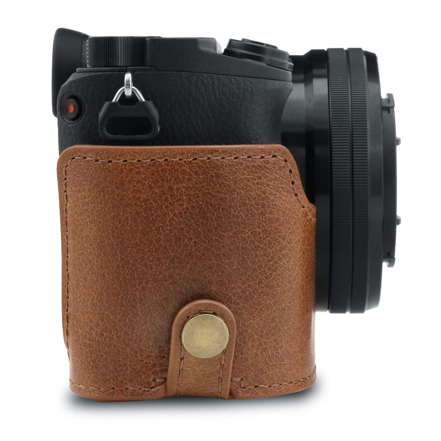 MegaGear MG1642 Ever Ready Genuine Leather Camera Half Case compatible with Sony Alpha A6100, A6400 - Brown