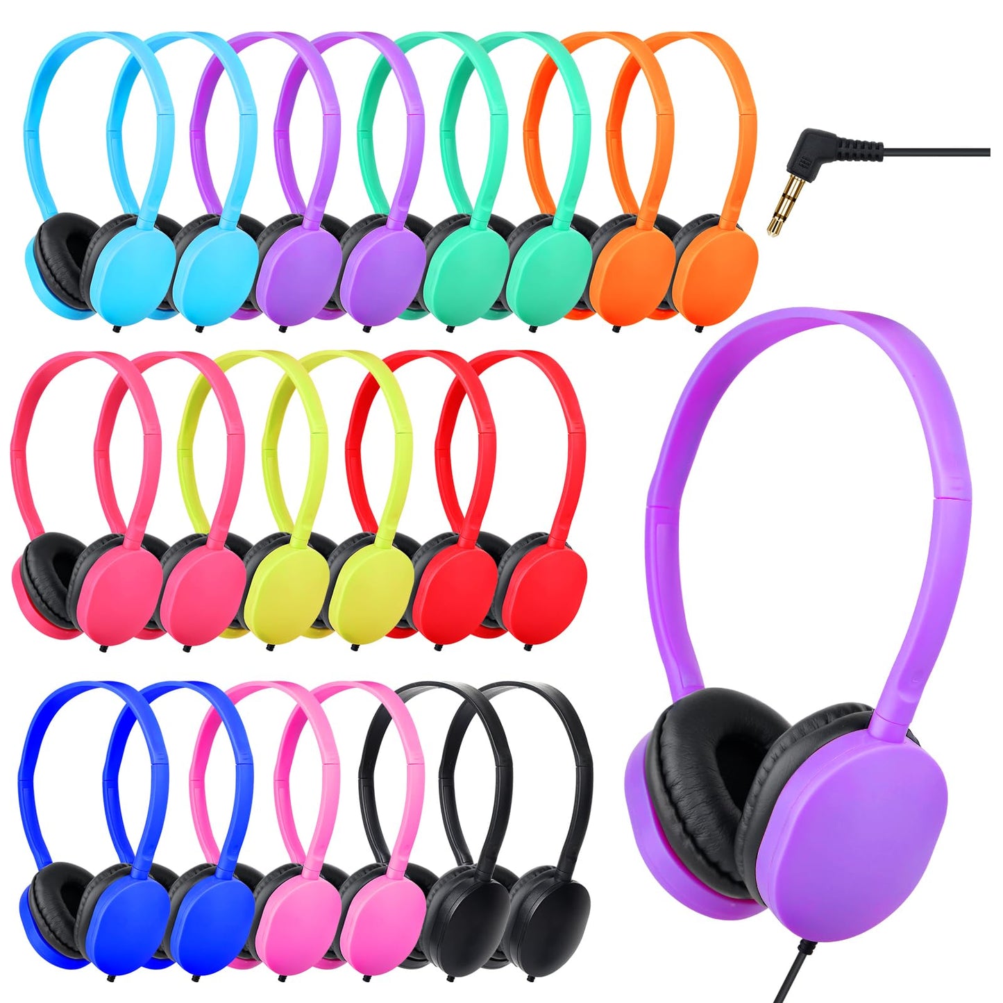 TJZXGUI Bulk Classroom Headphones for Students School 20 Pack Wholesale Headphones Class Set with 3.5mm Jack for Chromebook Laptop PC Computer (10
