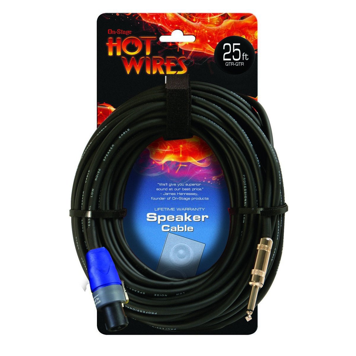 On-Stage Hot Wires 1/4" to speakON Speaker Cable, 25 Feet