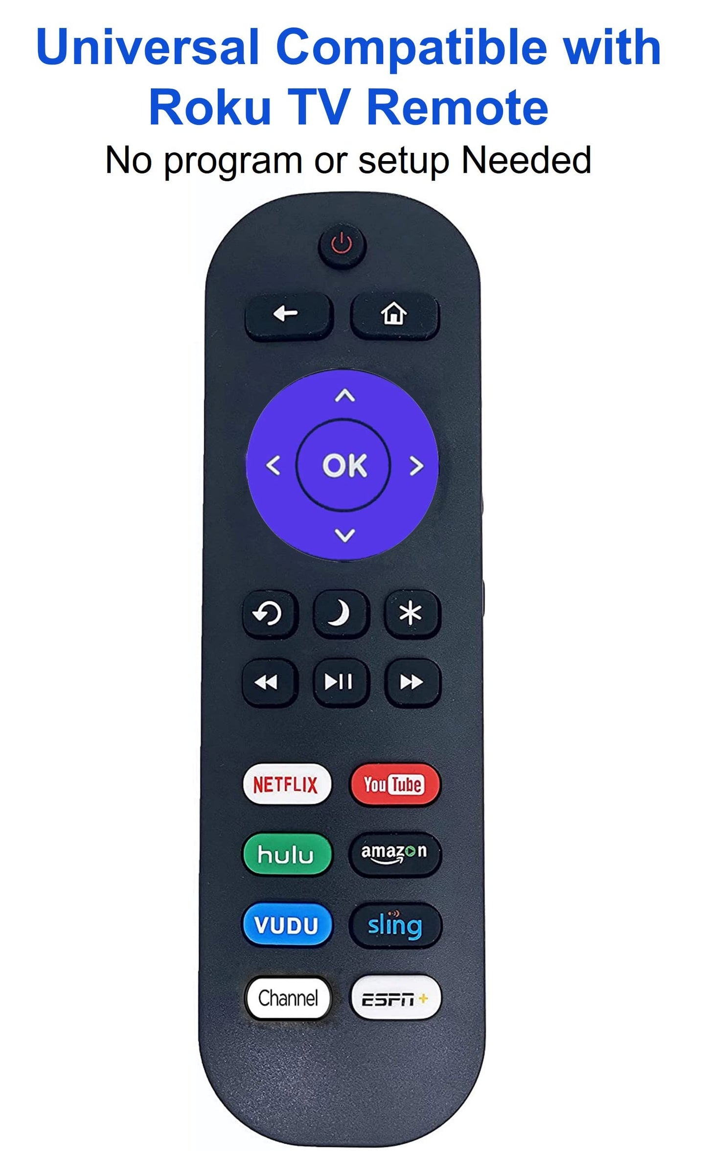 Replacement-Remote-Control for Roku-TV, Compatible with TCL/ONN/Element/Westinghouse/Haier/Hitachi/LG/Sanyo/JVC/Magnavox/RCA/Philips Roku Built-in