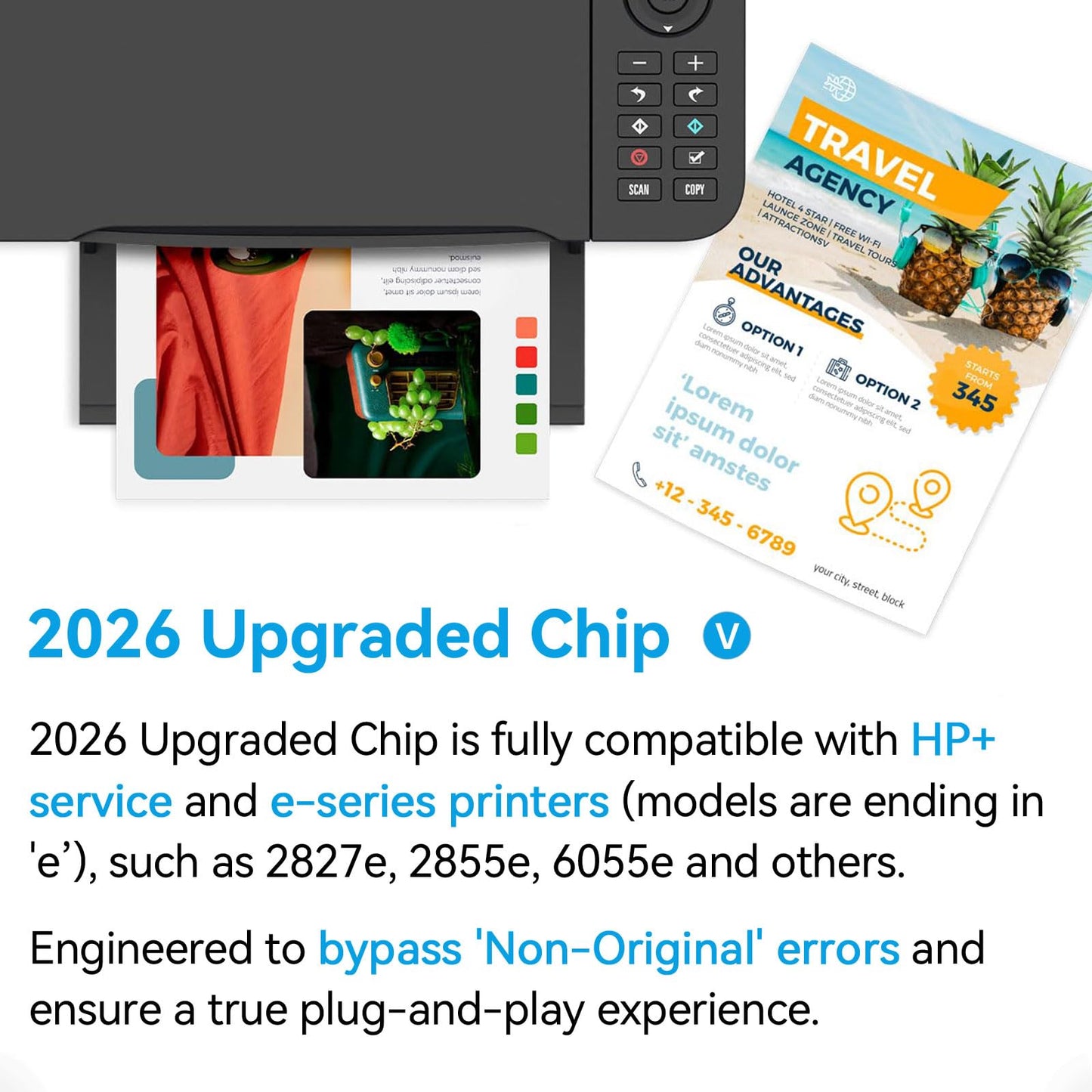 Upgraded Chip 67XL Ink Cartridges Compatible for HP 67 Ink Cartridges Black/Color Combo Pack Work with DeskJet 2855e 2827e 2800e 4255e 2755e 2700