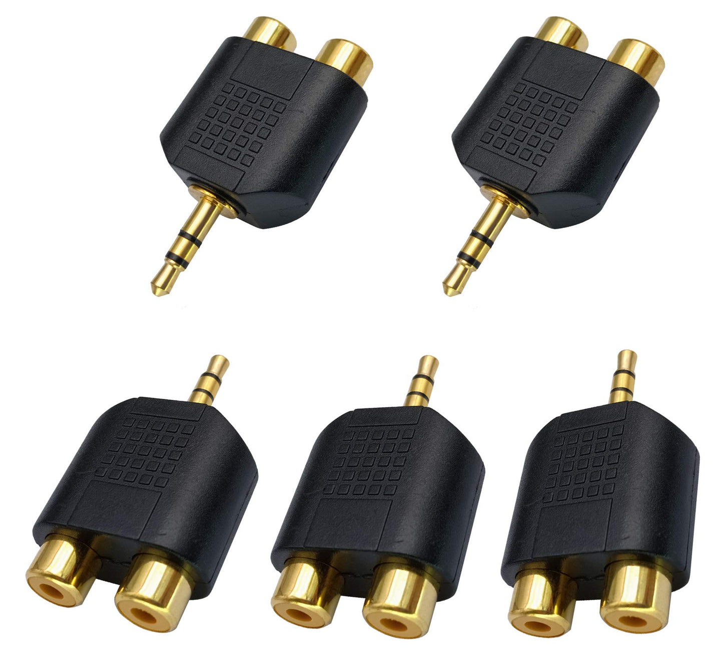 AAOTOKK 3.5mm to RCA Splitter Adapter Gold Plated 3 Poles 3.5mm (1/8 inch) Stereo Audio Male to 2 RCA Female AUX Audio Y Splitter Adapter Converter