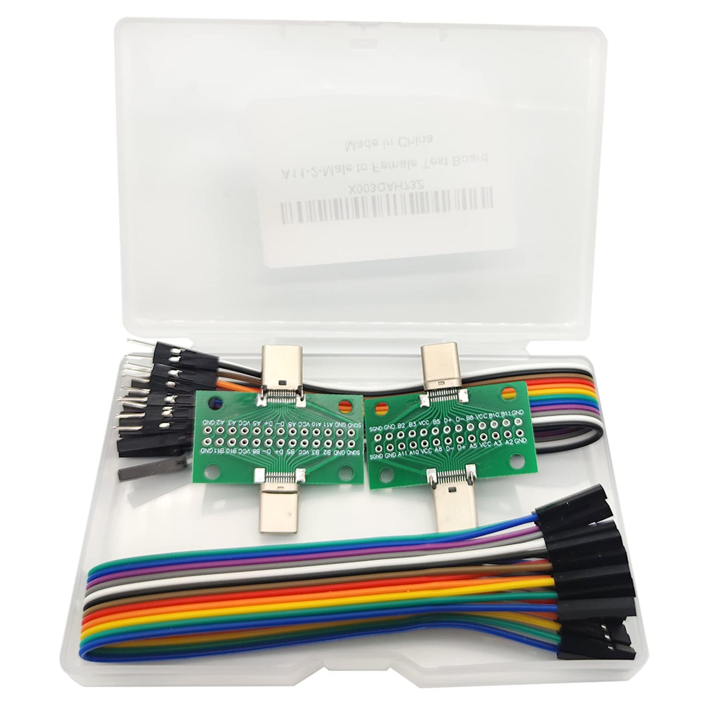 minidodoca 2 Pcs USB 3.1 Type-C Male to Female Test Board with PCB Board 24 Pins 2.54 mm Double-Sided Socket with Dupont Wire for Date Line Wire Cable