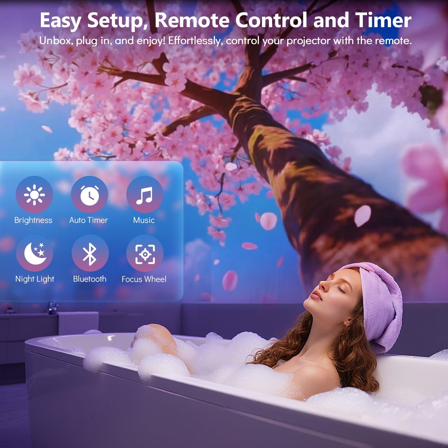 Rossetta 3D Projector, 60 Themes HD 3D Galaxy Projector with Bluetooth Speaker & Remote, 1H/2H Timer, Space Projector Night Light for Kids Bedroom