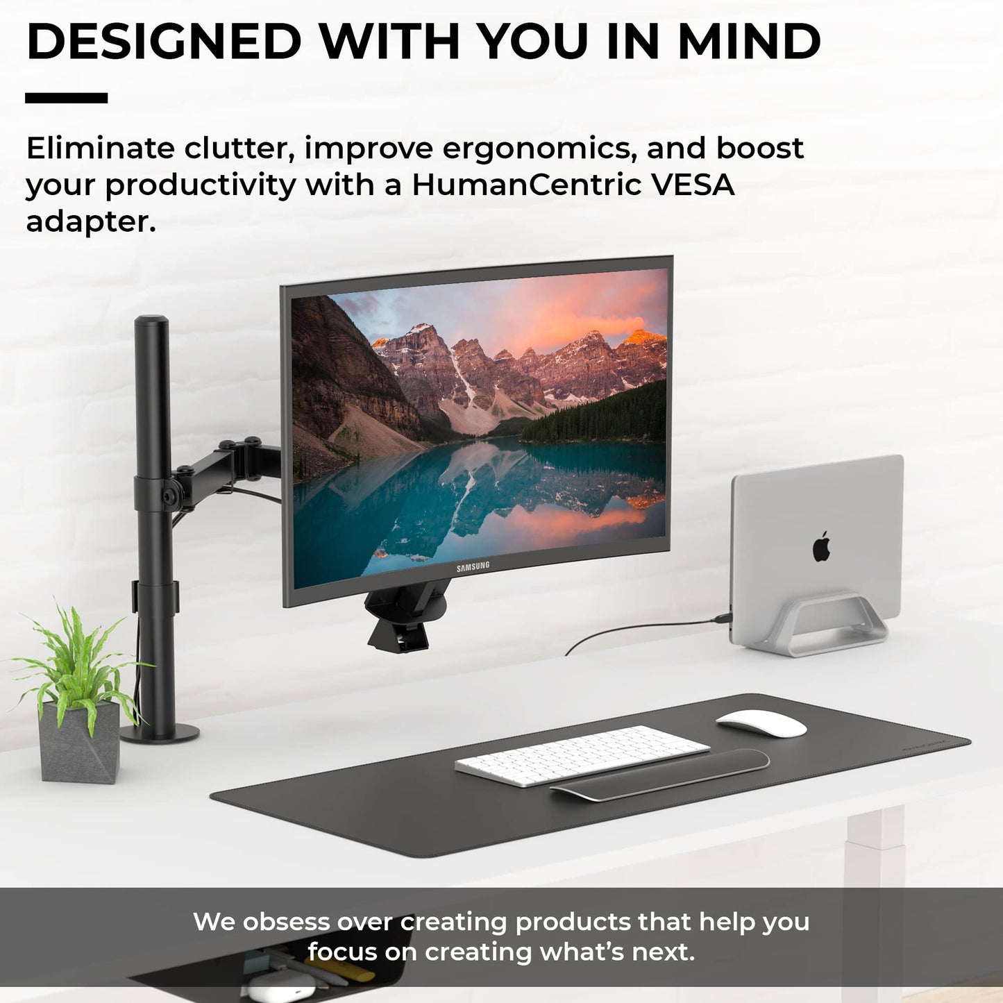 HumanCentric VESA Mount Adapter Compatible with Samsung Curved Monitors 32" CF397 and Samsung 24" CRG5, VESA Adapter Mounts Monitor to VESA Stand
