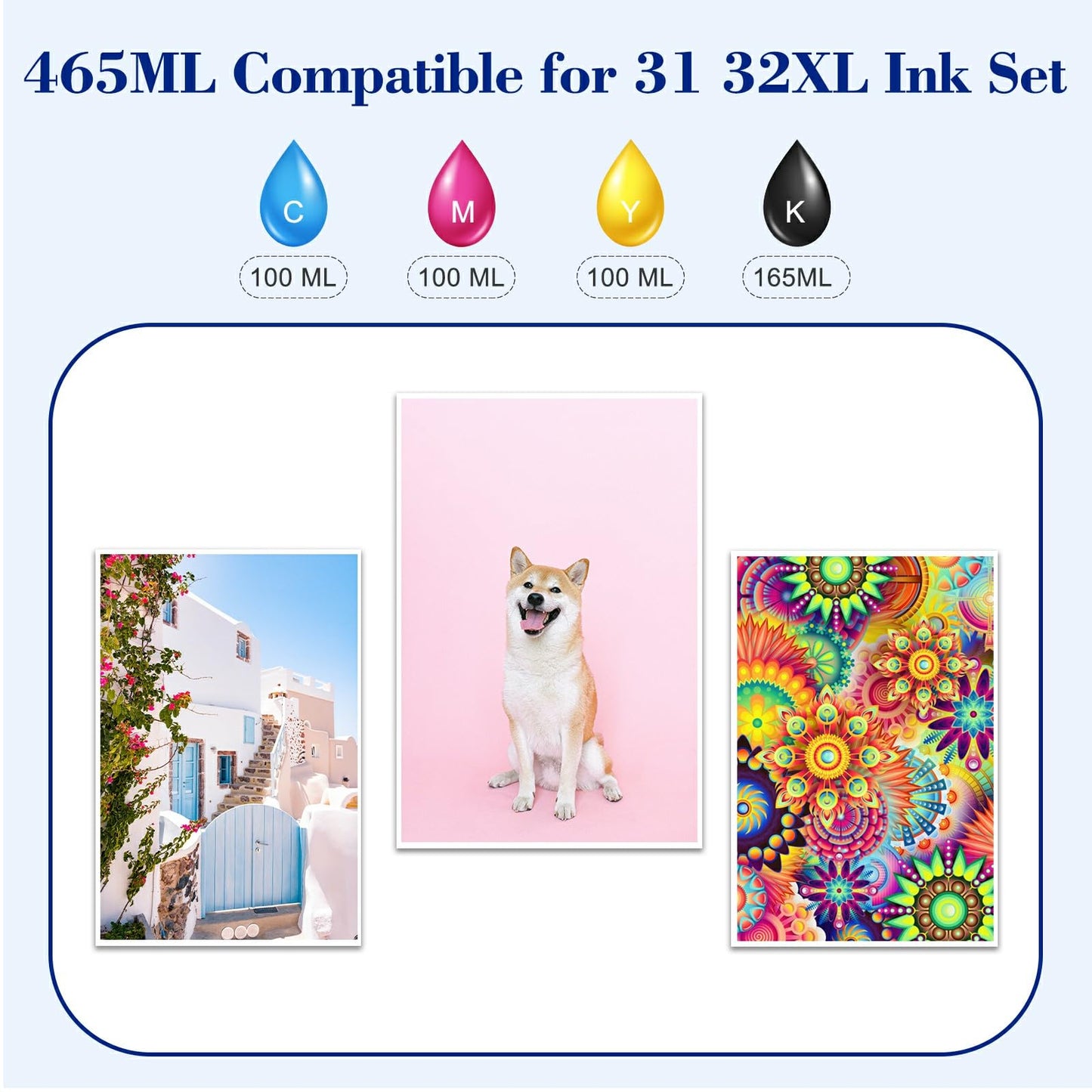 Pristar Compatible with HP 31 32XL Ink Bottle Set Compatible with HP Smart Tank 7301 7001 7602 5000 6001 5101 5102 5103 Plus 651 551 455 457 450