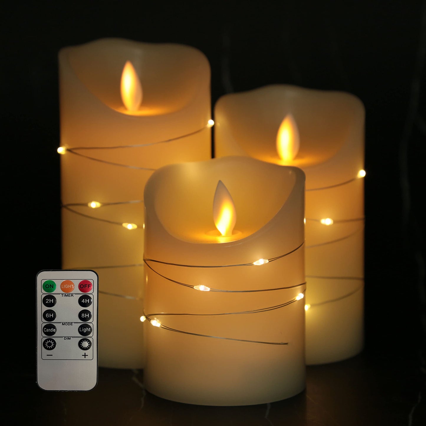 simpdecor LED Flickering Flameless Candles with Remote - Battery Operated Fairy Lights for Bedroom Decor Aesthetic, Fall Home Decor, Fireplace