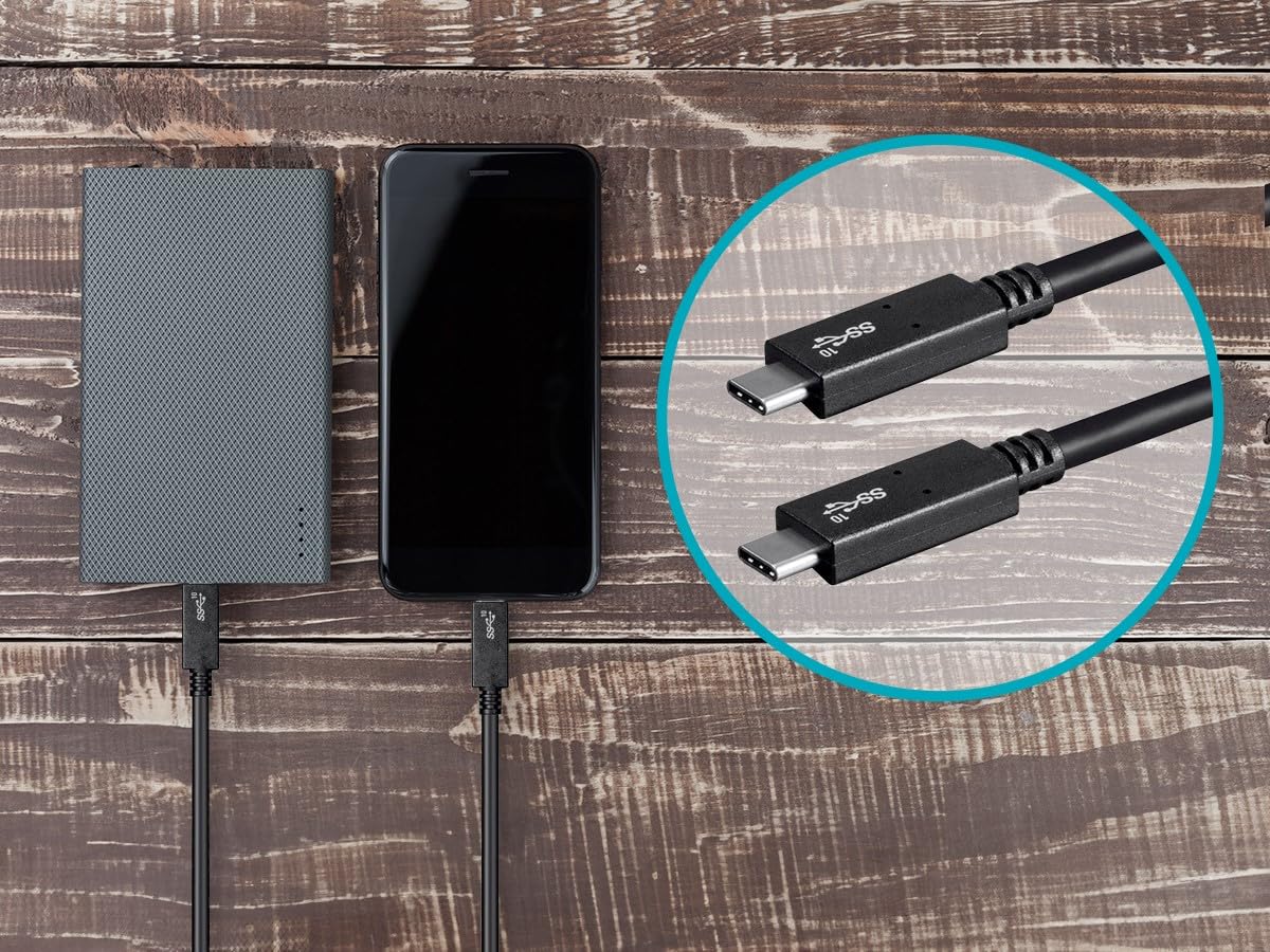 Monoprice USB Type-C to Type-C 3.1 Gen 2 Cable - 10Gbps, 5 Amp, 30AWG, 1.6 Feet, Black - Essential Series