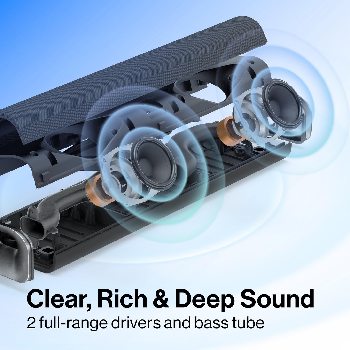 OXS Thunder Lite PC Gaming Soundbar, Sound Bars for TV with Virtual Surround Sound, 2 Full-Range Drivers, Bass Tube, Compact Design, HDMI/AUX/Optical