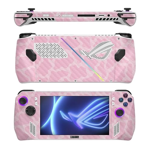 MightySkins Carbon Fiber Skin Compatible with Asus ROG Ally - Pink Giraffe | Protective, Durable Textured Carbon Fiber Finish | Easy to Apply