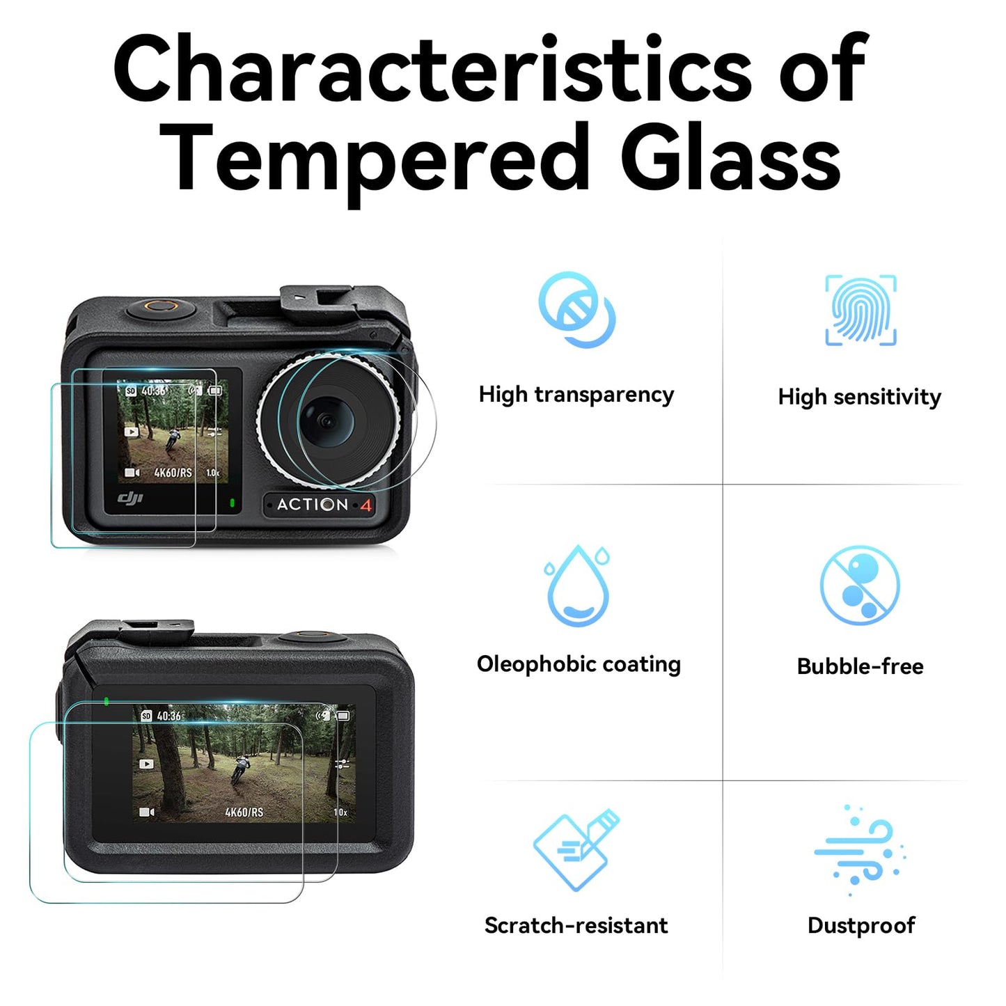 DJI 3 in 1 Accessories Kit Compatible with Dji Osmo Action 4, Includes Screen Protector, Carrying Case, Silicone Protective Case, Camera Accessory