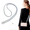 AOPNN High-end crystal lanyard Beaded Cellphone Lanyard Universal Suitable for most mobile phones and bags Keys, ID and Badges (Crystal blue)