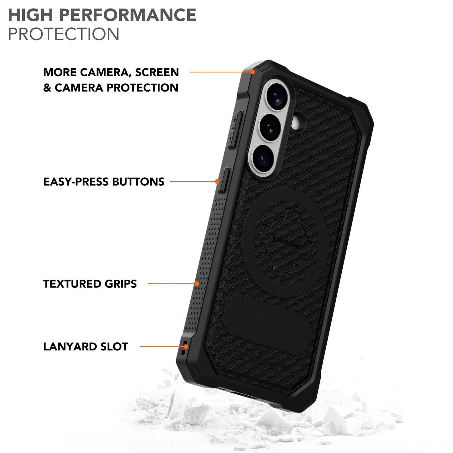 Rokform Rugged Case for Galaxy S26 Plus, Magnetic + RokLock (Black)