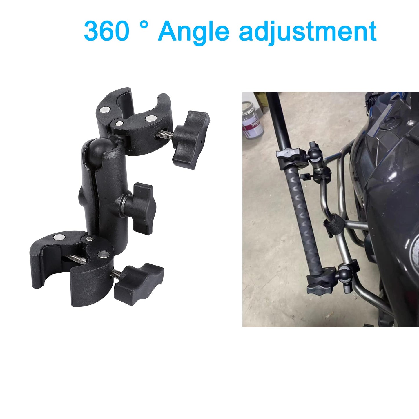 Motorcycle Mount kit for Insta360 One X5 X4 X3 X2 RS DJI OSMO 360 GoPro MAX 2- Double Clamps Handlebar Holder with 155cm Selfie Stick for Motorcycle