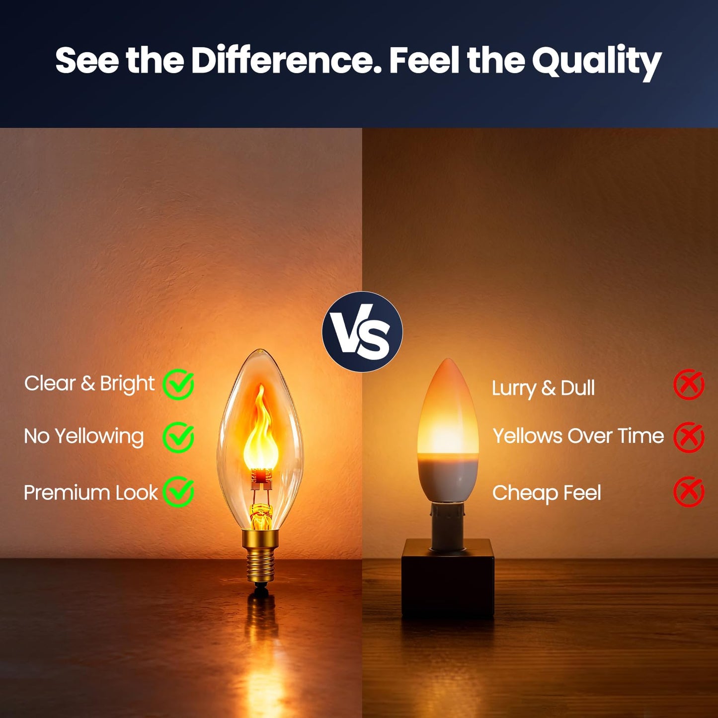 Vicstone Real Flame Light Bulbs, E12 Flickering Bulb for Indoor Outdoor
