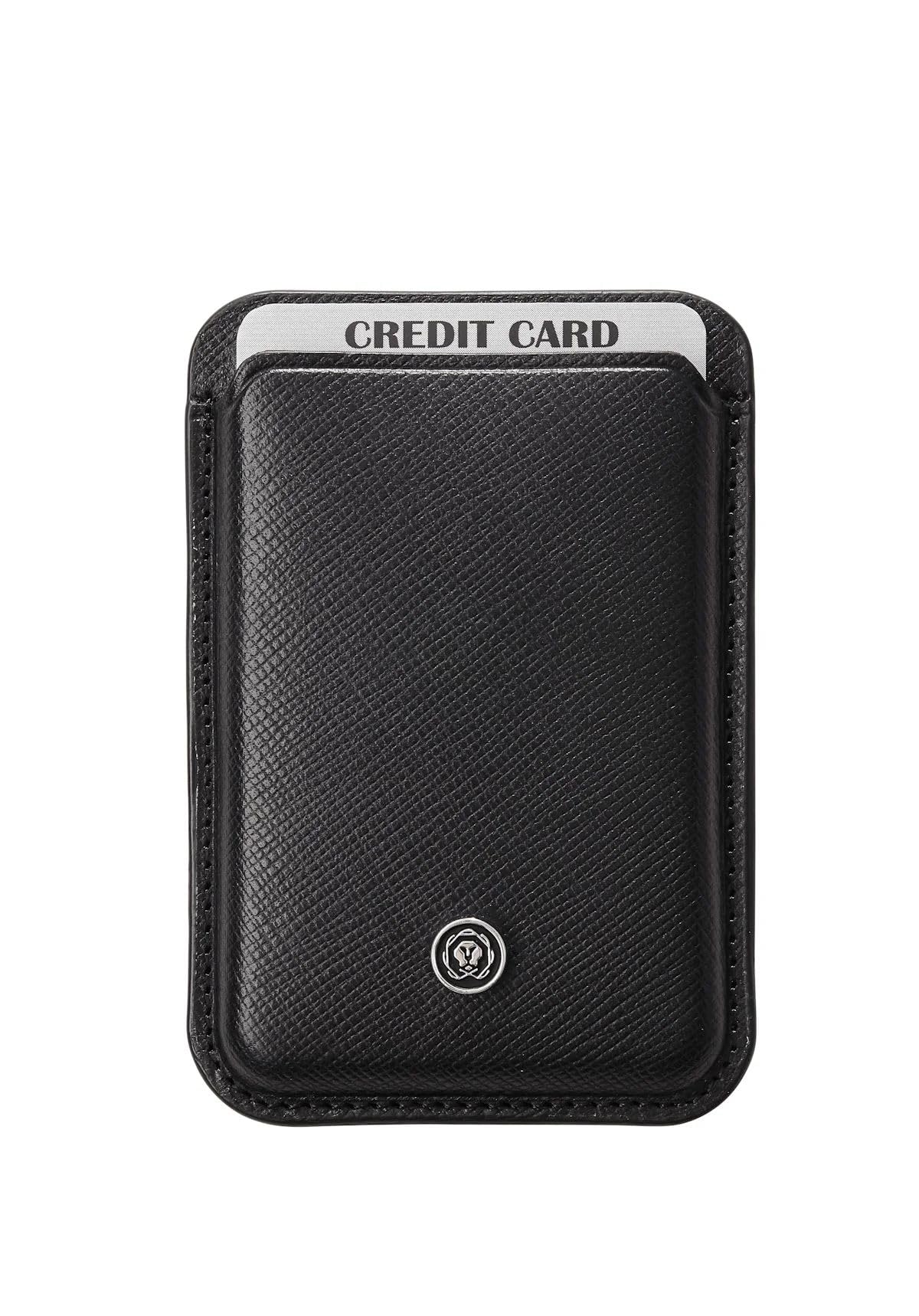 Cross Magnetic Phone Wallet, Cell Phone Card Holder, RFID-Blocking, Genuine Saffiano Leather Wallet Attachment for Mobile - Black