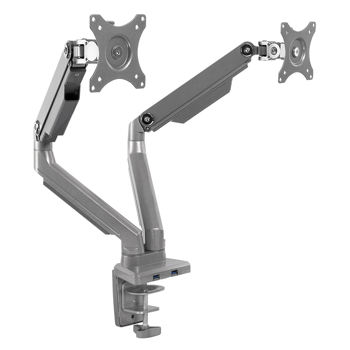 Mount-It! Dual Monitor Desk Mount with USB 3.0 Ports, Full Motion Dual Monitor Stand for 2 Screens up to 32 Inches, VESA 75x75 & 100x100, Clamp or