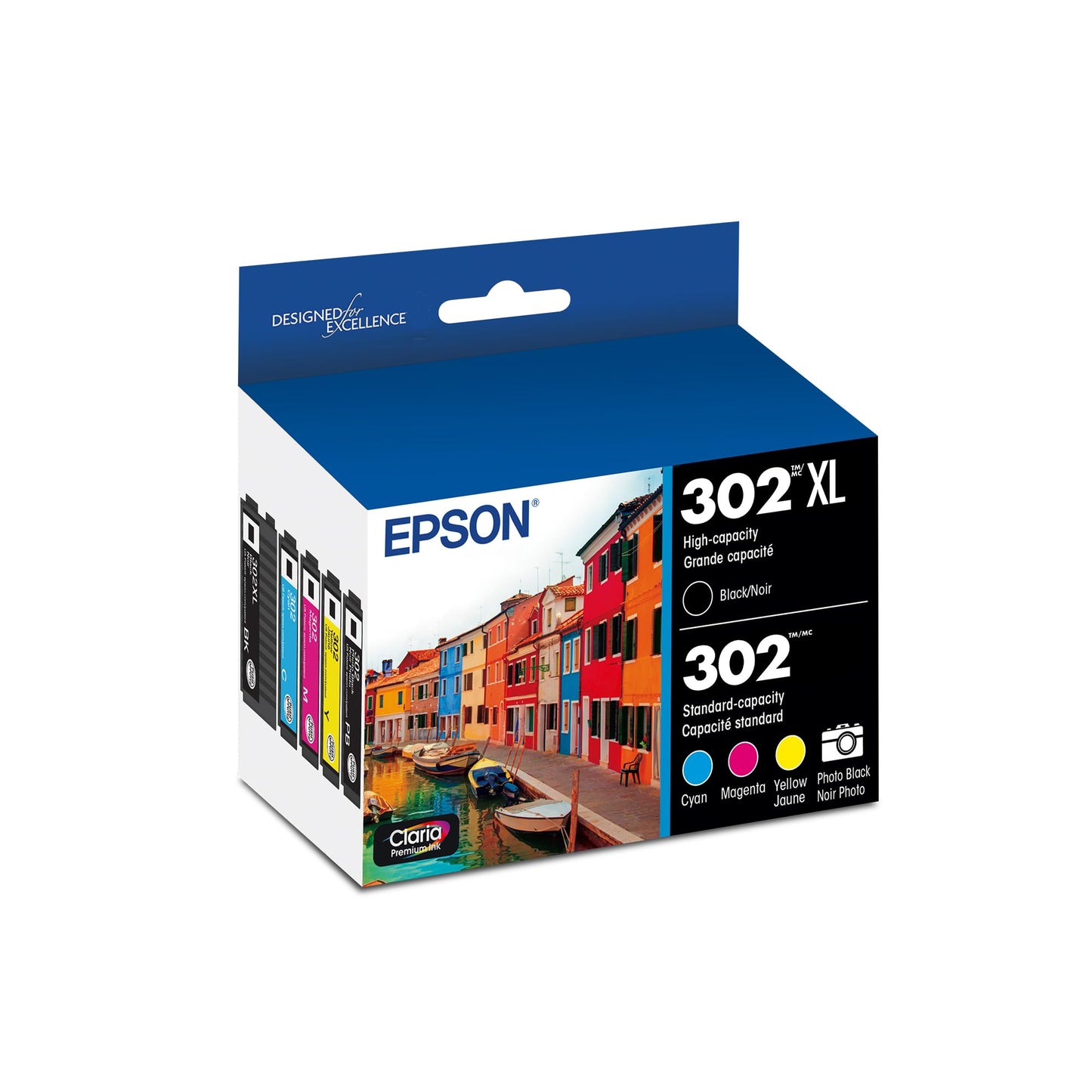 Epson T302XL-BCS Claria Premium Ink Cartridge Multi-pack - High-capacity Black and Standard-capacity Photo Black and Color (CMYPB)