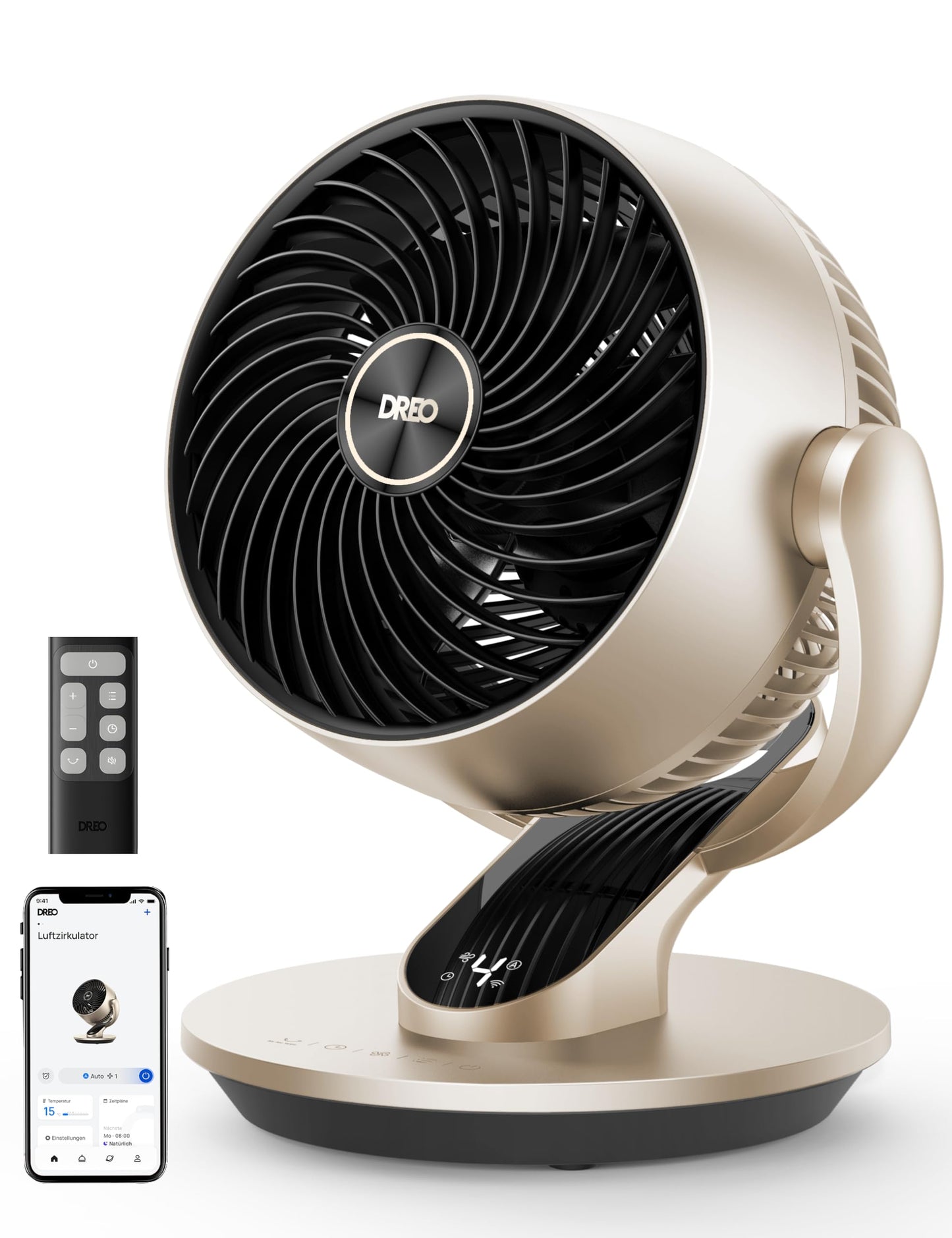 DREO Smart Desk Fan for Bedroom, 13" H Whole Room Air Circulator Fan, 120° Vertical Manual +90° Oscillating Fan with Voice/Google/Alexa, 70 ft, 4