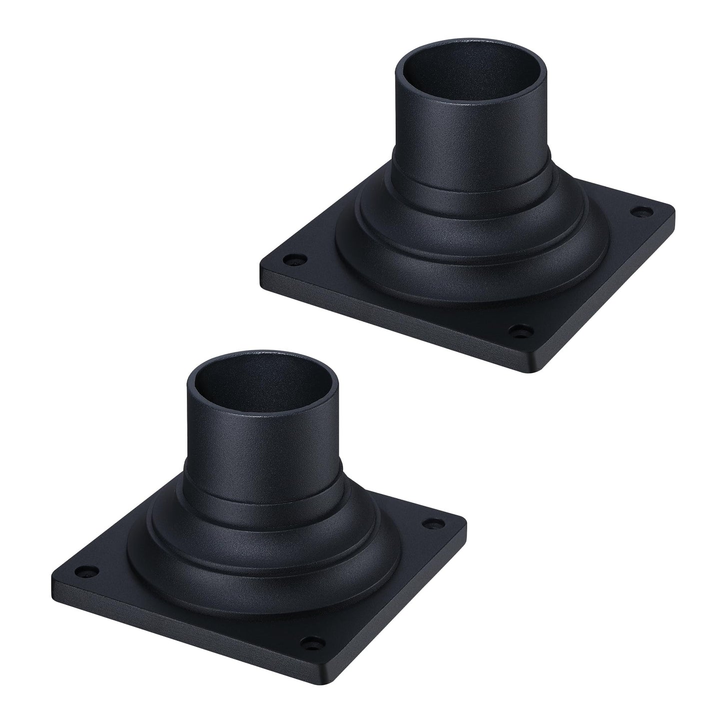 LIT-PaTH Pier Mount Base, Outdoor Post Light Mounting Base Adapter for 3 Inch Standard Pole Light, Cast Aluminum, 2-Pack, Black