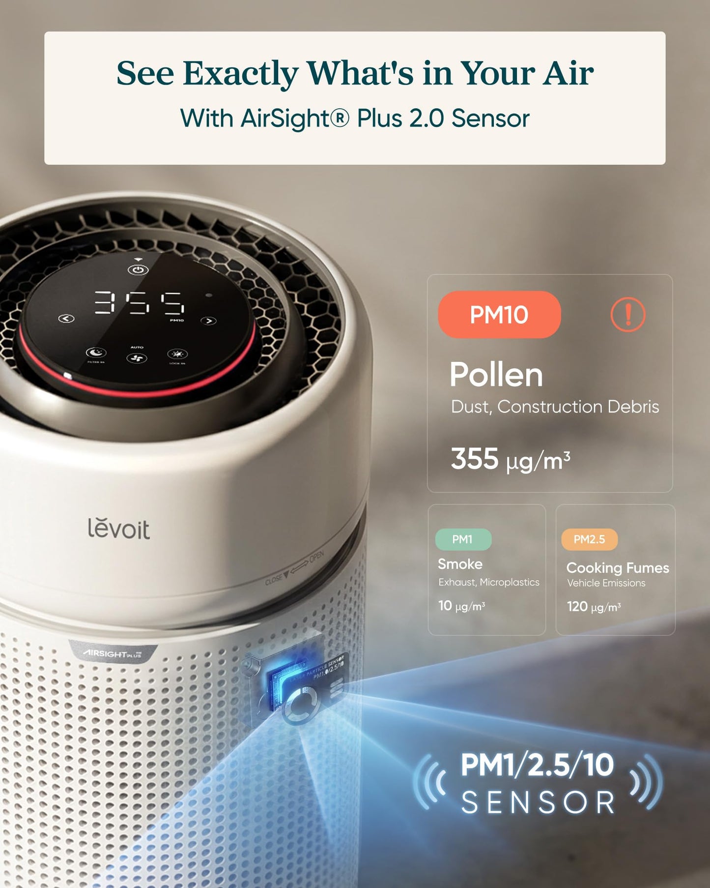 LEVOIT HEPA Air Purifier for Home Bedroom, Allergen Defense, Eleva 300X
