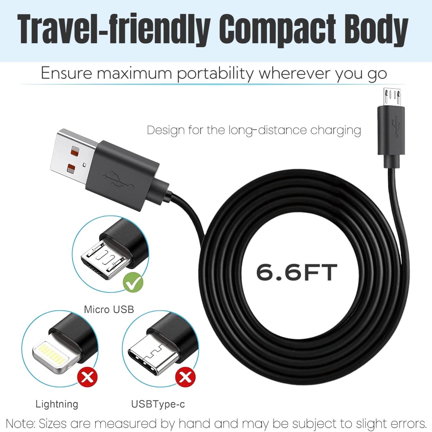 Qnanw Replacement SimpleHuman Mirror Charger Charging Cable Compatible with for Simplehuman Mirror 5" 8" Round Lighted Makeup Mirror Cord Micro