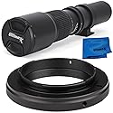Ultimaxx 500mm f/8 Multi-Coated Preset Telephoto Lens Includes T-Mount Adapter for Canon EF Mount & Microfiber Cleaning Cloth - Compatible
