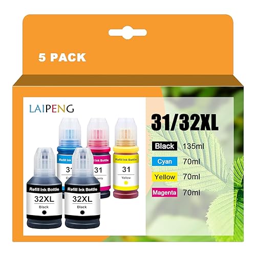 LAIPENG 31 32XL 32 XL Ink Compatible for HP Smart Tank 7301 7001 7602 6001 5101 5102 Plus 651 551 455 457 450 Printer 5 Color Multipack (BK*2/C/M/Y)