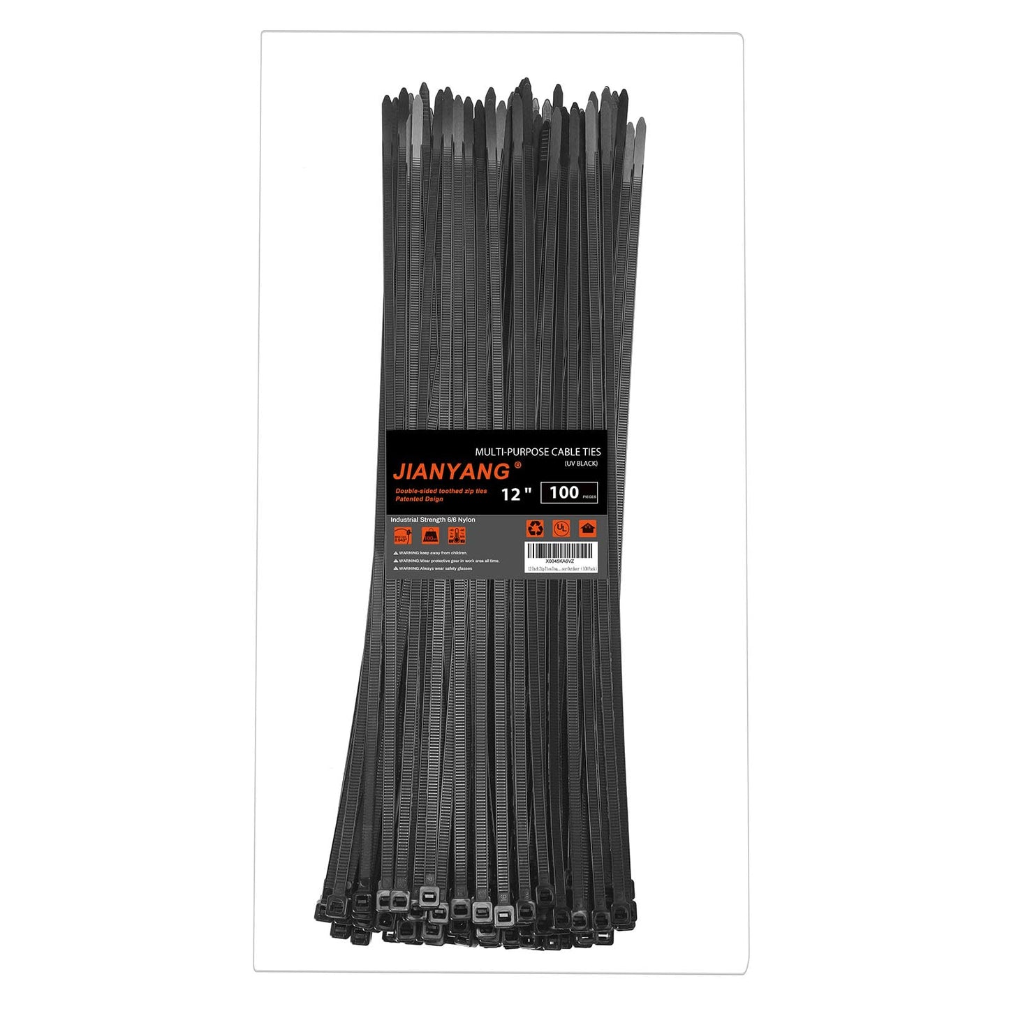 12 Inch Zip Ties Double Sided Toothed,100 LBS Tensile Strength Heavy Duty Cable Wire Ties With Self-Locking Adjustable More Durable Nylon Tie Wraps
