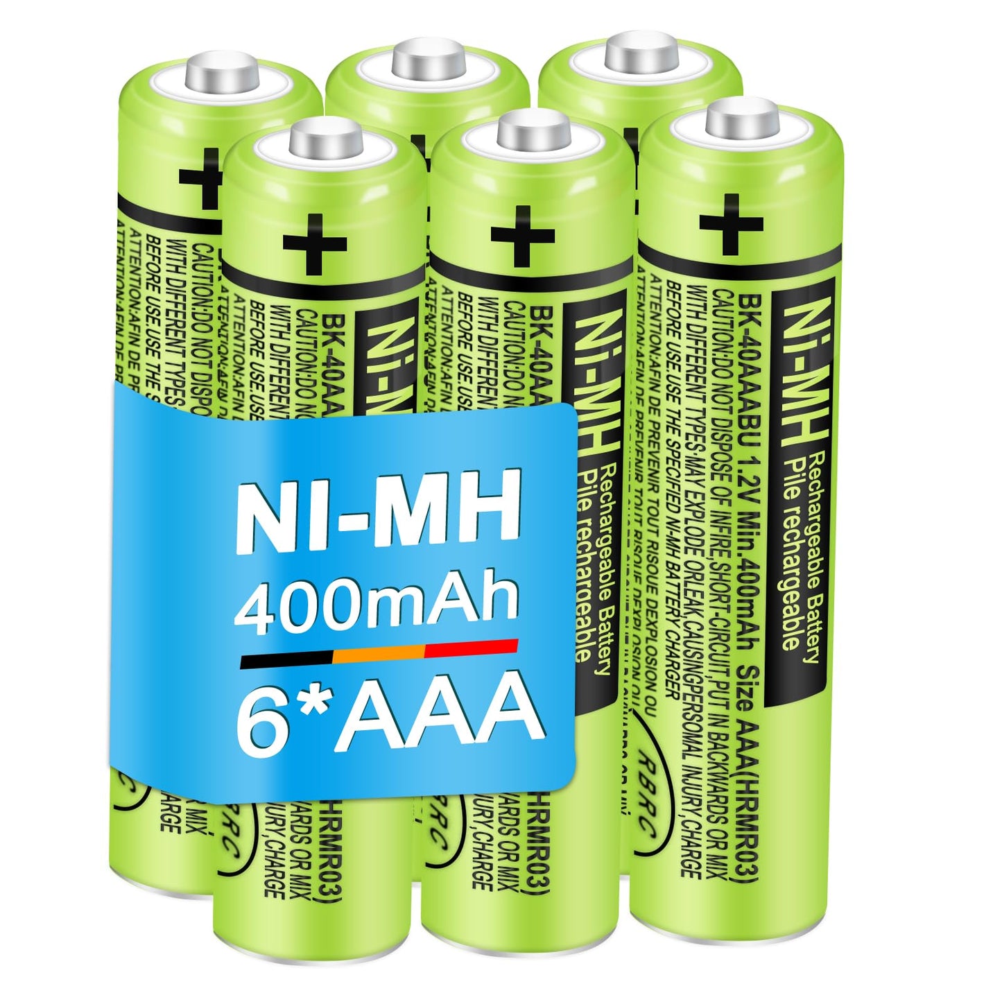 EOCIK BK-40AAABU 6Pack NI-MH Rechargeable AAA Batteries 400mAh 1.2V AAA Rechargeable Battery for Panasonic Cordless Phones,Remote Controls