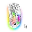 Wireless Gaming Mouse PC Transparent Shell Computer Mice with Dual mode BT5.0/2.4G,PixArt Chip 3D RGB Lighting,Ergonomic 7 Buttons,Rechargeable Mute
