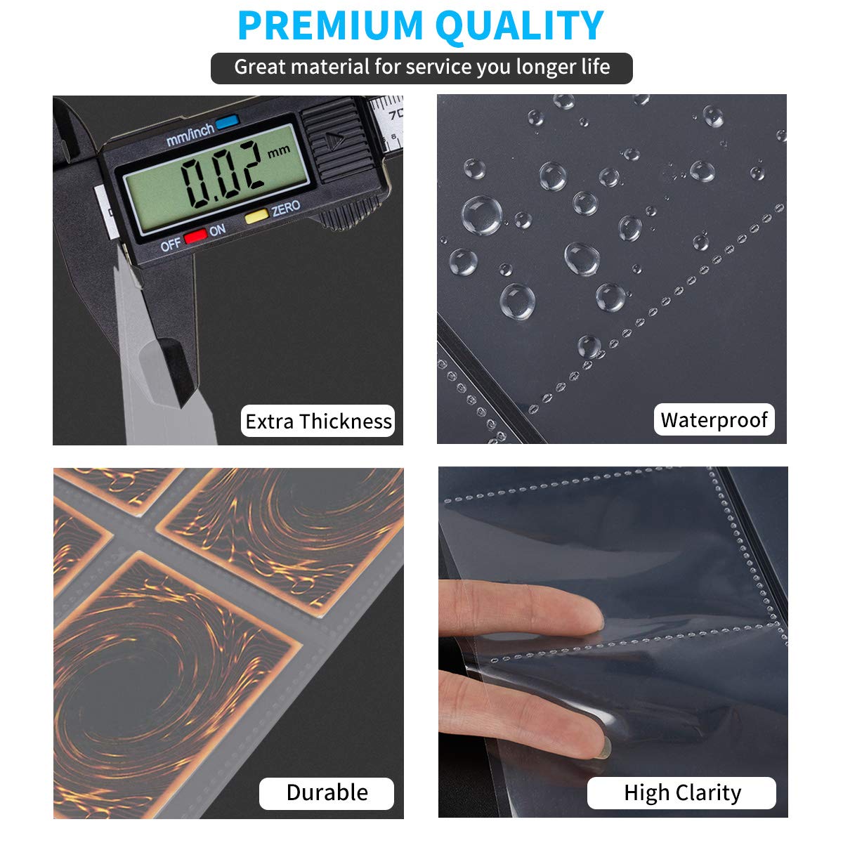 Trading Card Sleeves, JIQEZNL 1440 Pockets Premium Double Side Baseball Card Sleeves Pages for 3 Ring Binder, 9 Pocket Card Sheets Protectors