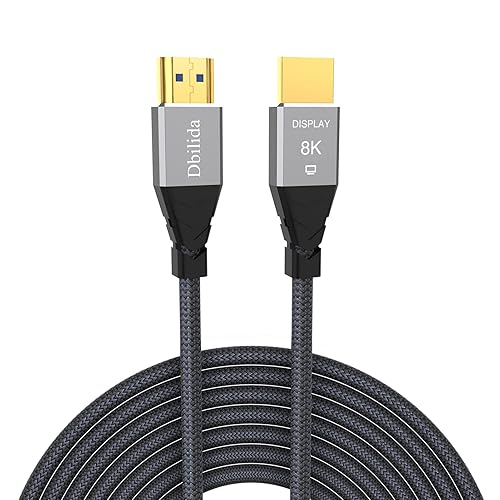 Dbilida 8K Fiber HDMI Cable 50ft, Nylon Braided Fiber Optic HDMI 2.1 Cable Support 48Gbps, 8K 60Hz, 4K 120Hz, Dynamic HDR, eARC, HDCP2.2/2.3