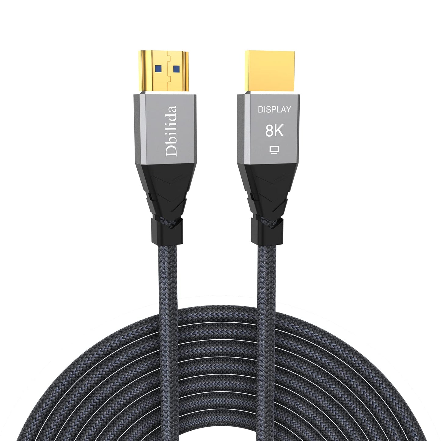 Dbilida 8K Fiber HDMI Cable 50ft, Nylon Braided Fiber Optic HDMI 2.1 Cable Support 48Gbps, 8K 60Hz, 4K 120Hz, Dynamic HDR, eARC, HDCP2.2/2.3