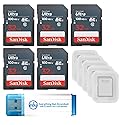 SanDisk 32GB Ultra SD Memory Card 5 Pack SDHC UHS-I Class 10 (SDSDUNR-032G-GN3IN) Bundle with 5 SD Card Cases & 1 Everything But Stromboli 3.0 Card