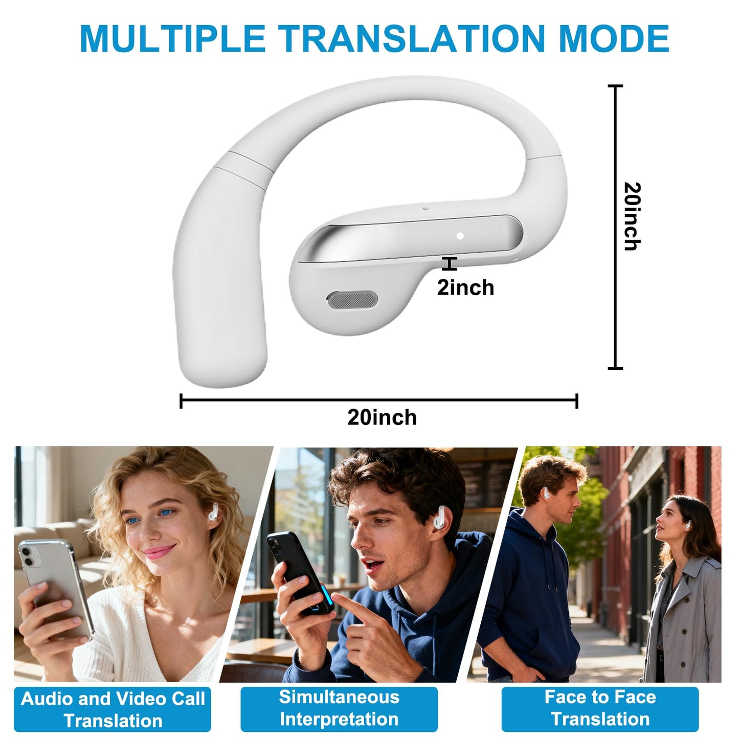 Translation Earbuds Real Time AI-Powered 164+ Language, 3-in-1 Translator for Travel, Business, and Study, Wireless Noise Cancelling, Portable Design