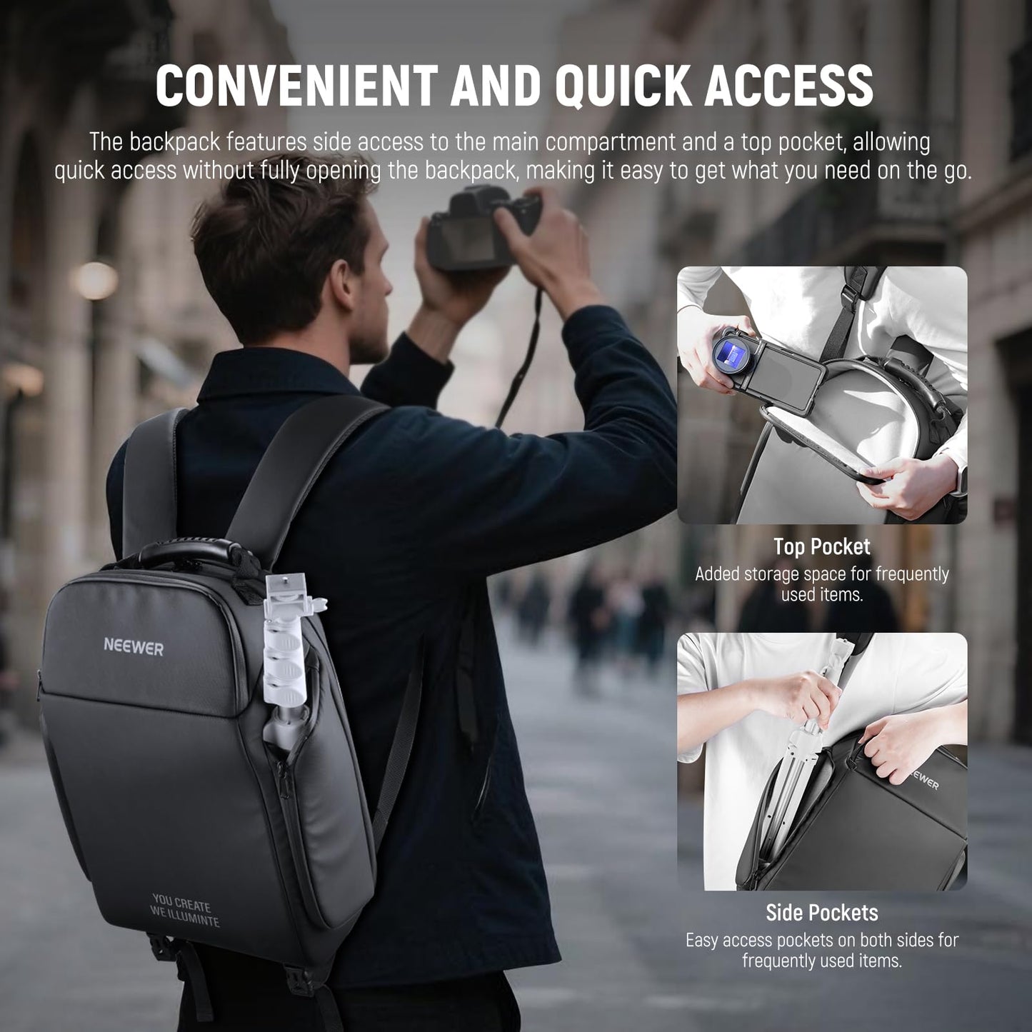 NEEWER BASICS Camera Bag for Photographer, Water Resistant Digital Cam Backpack Shockproof Large Case Compatible with Sony Canon Nikon DSLR Mirrorless