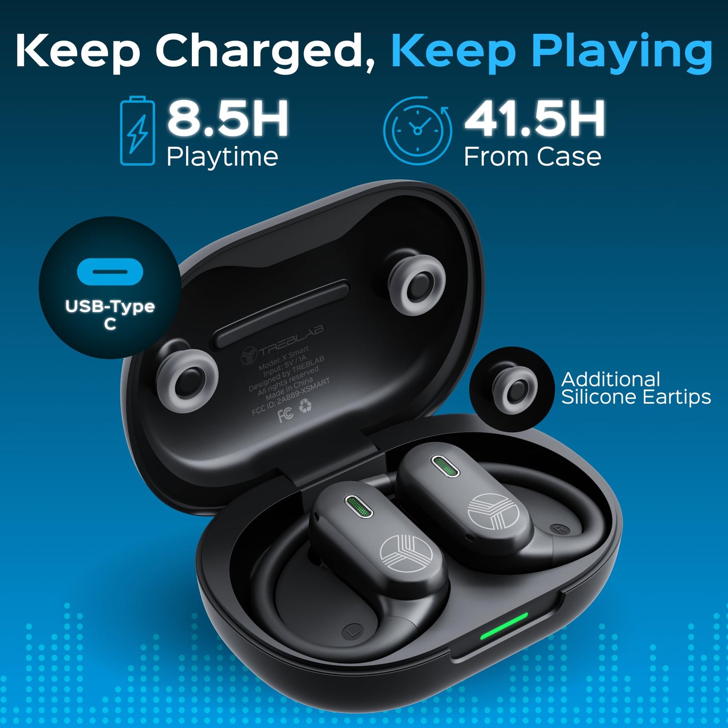 TREBLAB X-Smart AI Wireless Bluetooth Translation Earbuds - Gaming Mode, 4 Mics, Siri/Google Assistant, IPX5 Water Resistant, 65ms Low Latency, Touch…