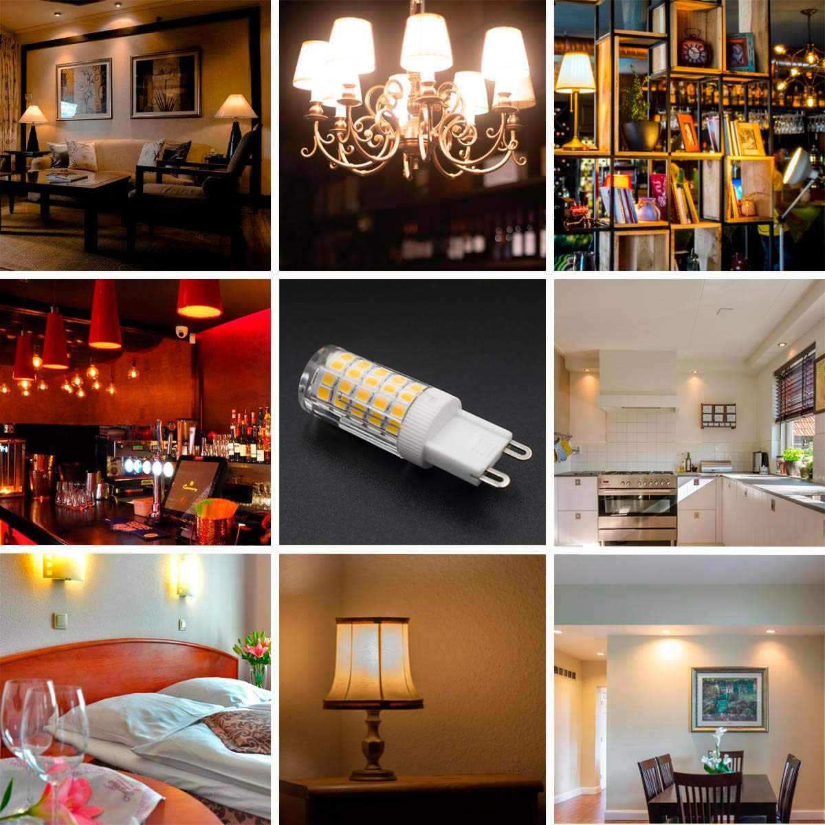 TZHILAN G9 Dimmable LED Bulb 6W 120V Warm White 3000K 5-Pack