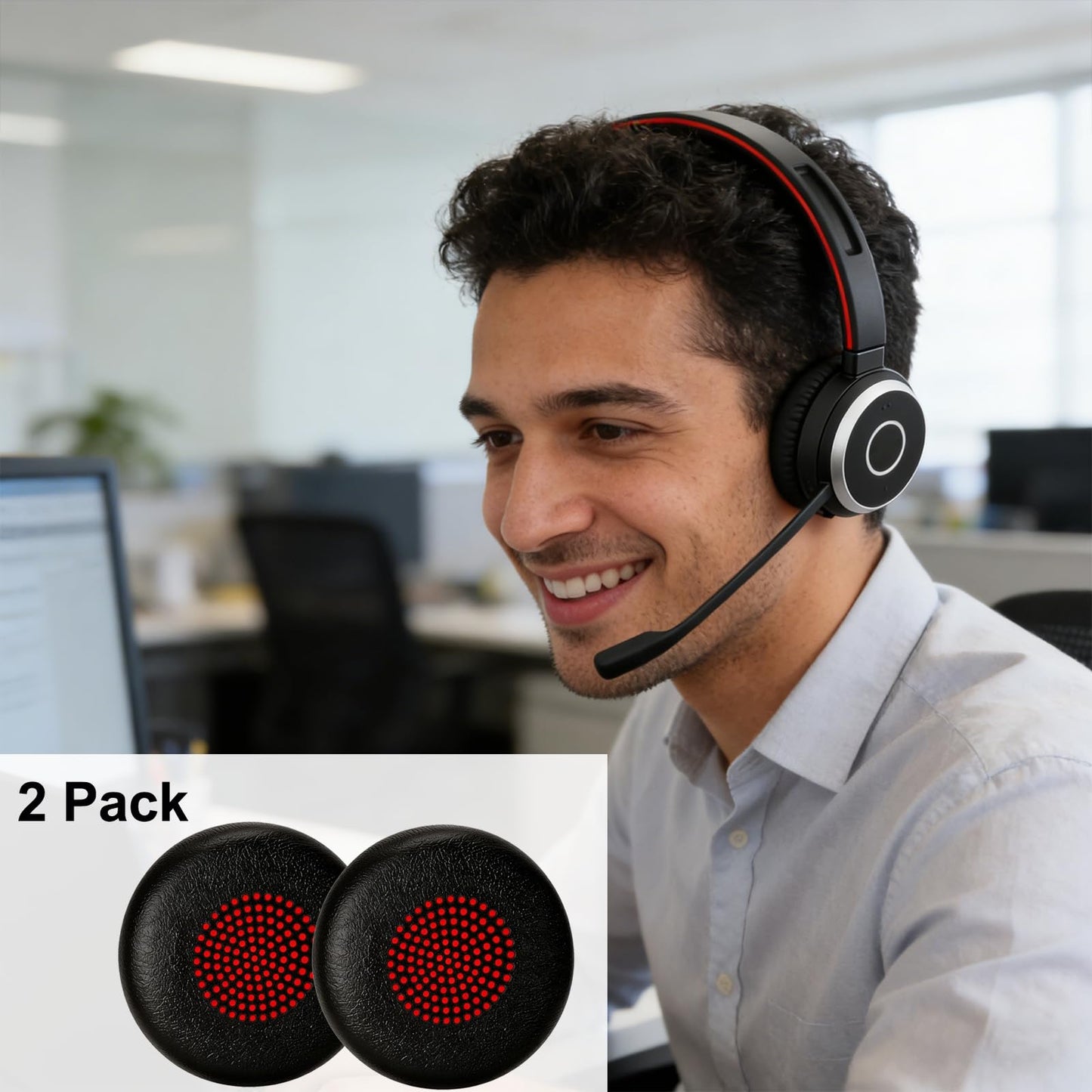 Ear Cushions for Jabra Headset Earpads Replacement Ear Pads Compatible with Jabra Evolve 65/65UC/MS, 40/40UC/MS, 30/30II/30US, 20/20SE/UC/MS