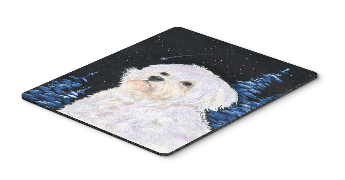 Caroline's Treasures SS8461MP Starry Night Maltese Mouse Pad, Hot Pad or Trivet for Home Office Gaming Working Computers Laptop Mouse Mat,Washable