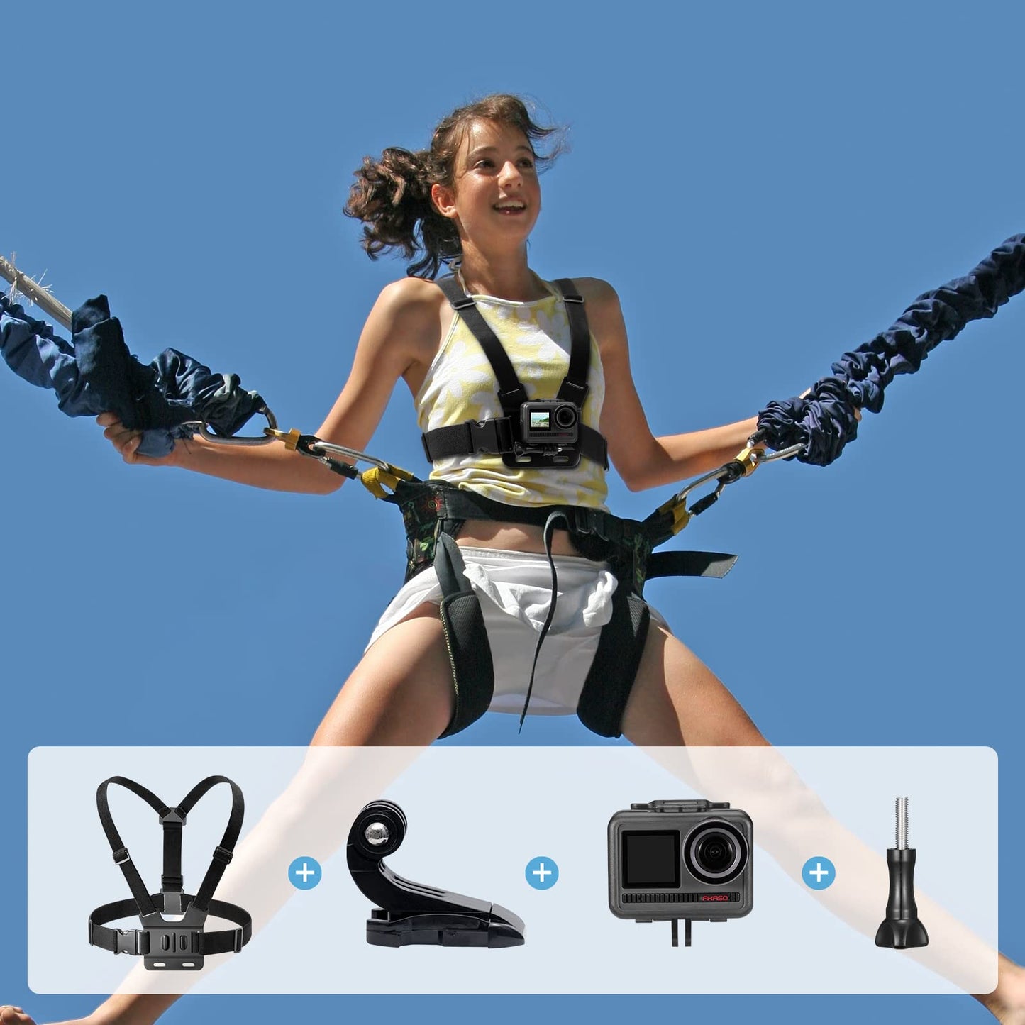 AKASO Action Camera Accessories Kit with Wrist Strap and Chest Strap Compatible AKASO EK7000/EK7000 Pro/Brave 4/Brave 4 Pro/Brave 7 LE/Brave 7/Brave