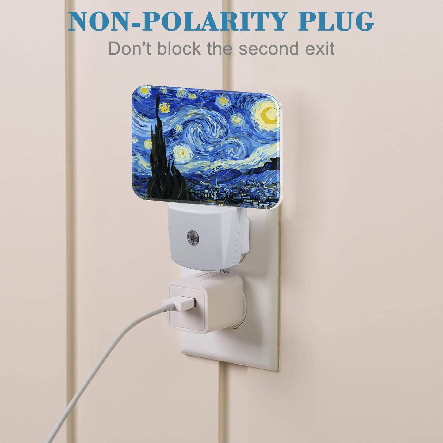 Uiaoiais Starry Sky Abstract Painting Plug in Night Lights, Starry Sky Nightlight Plug Into Wall Dusk to Dawn Sensor for Kid Girls Boys Women Men