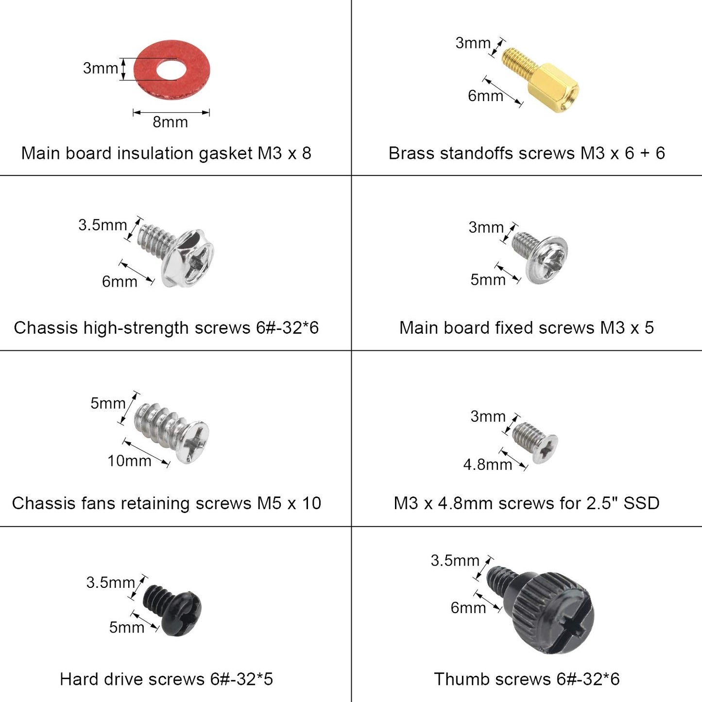 Powlankou PC Computer Screws Standoffs Kit for Hard Drive Computer Case Motherboard Fan Power Graphics