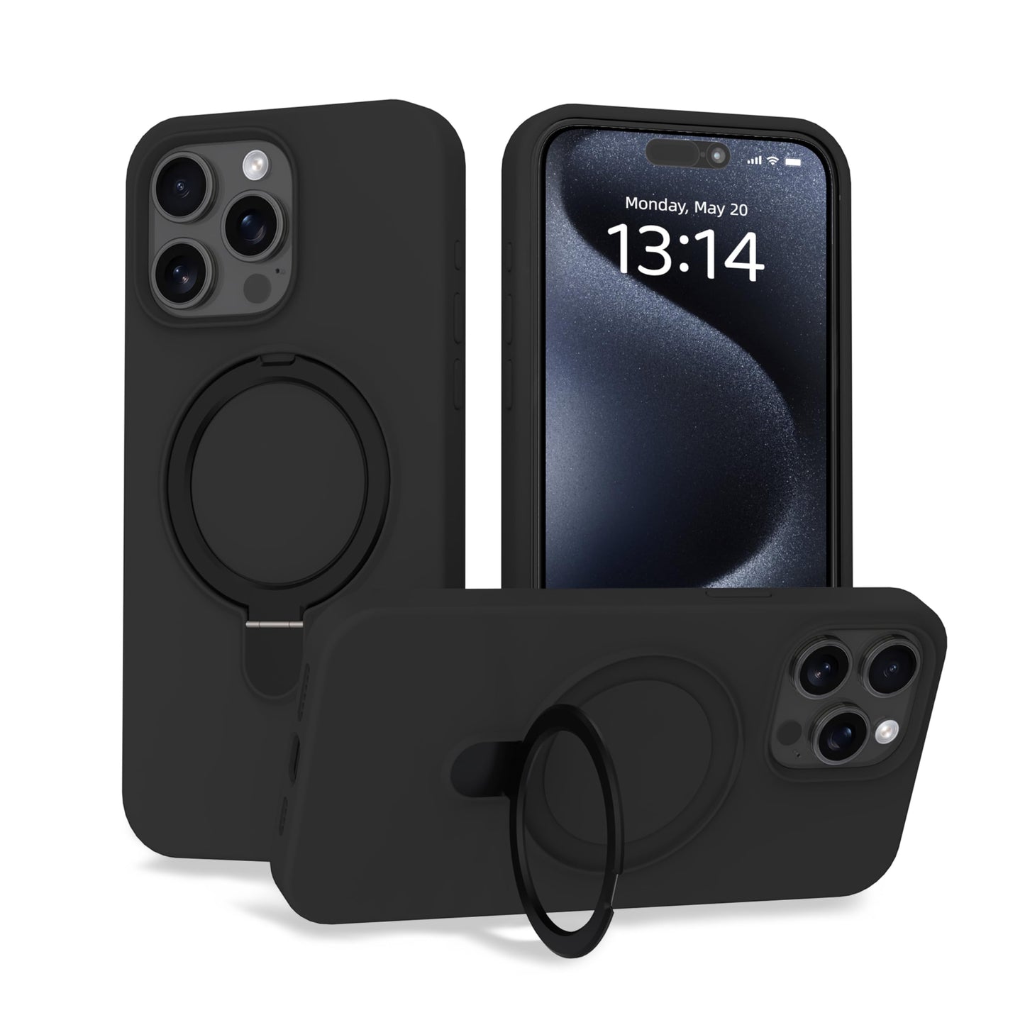 IAIYOXI Case for iPhone 16 Case with Magnetic Invisible Stand - MagSafe Compatible, Military Drop Tested, Shockproof Silicone Cover for Women and Men