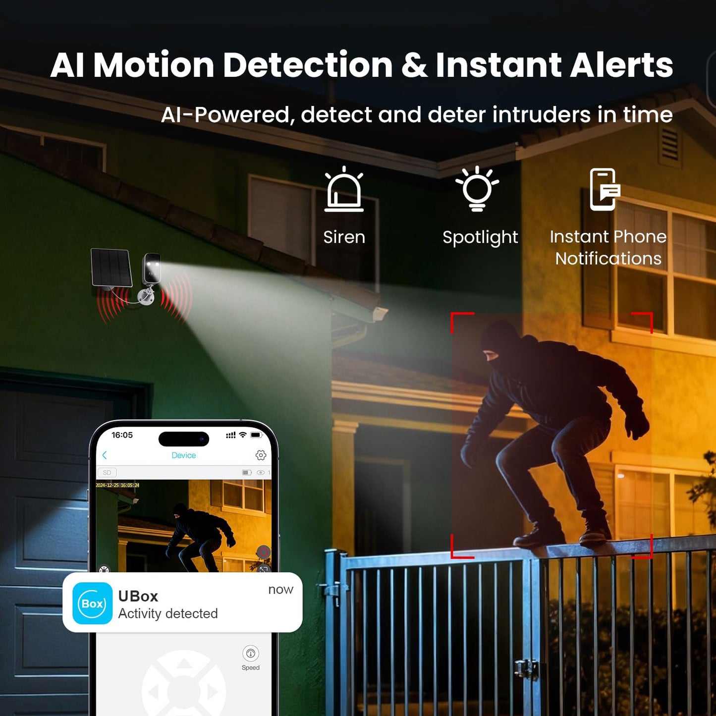 HAOSTEQER Solar Security Cameras Wireless Outdoor, WiFi Cameras for Home Security, Motion Detection, Instant Phone Notifications, SD/Cloud Storage, 2K