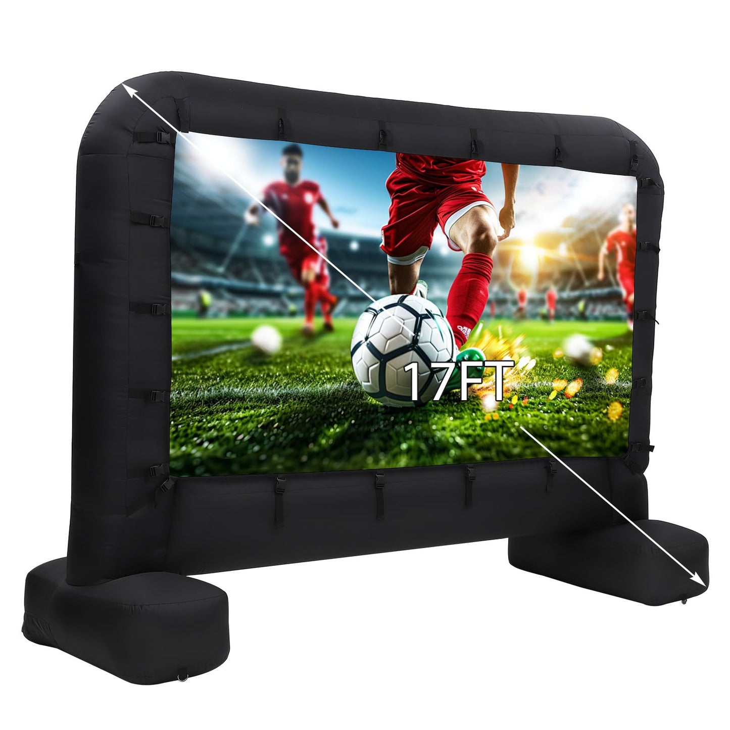 17Ft Inflatable Movie Projector Screen, Outdoor Movie Screen with Quiet Air Blower & Storage Bag, Supports Front/Rear Projection, Easy Setup, Ideal