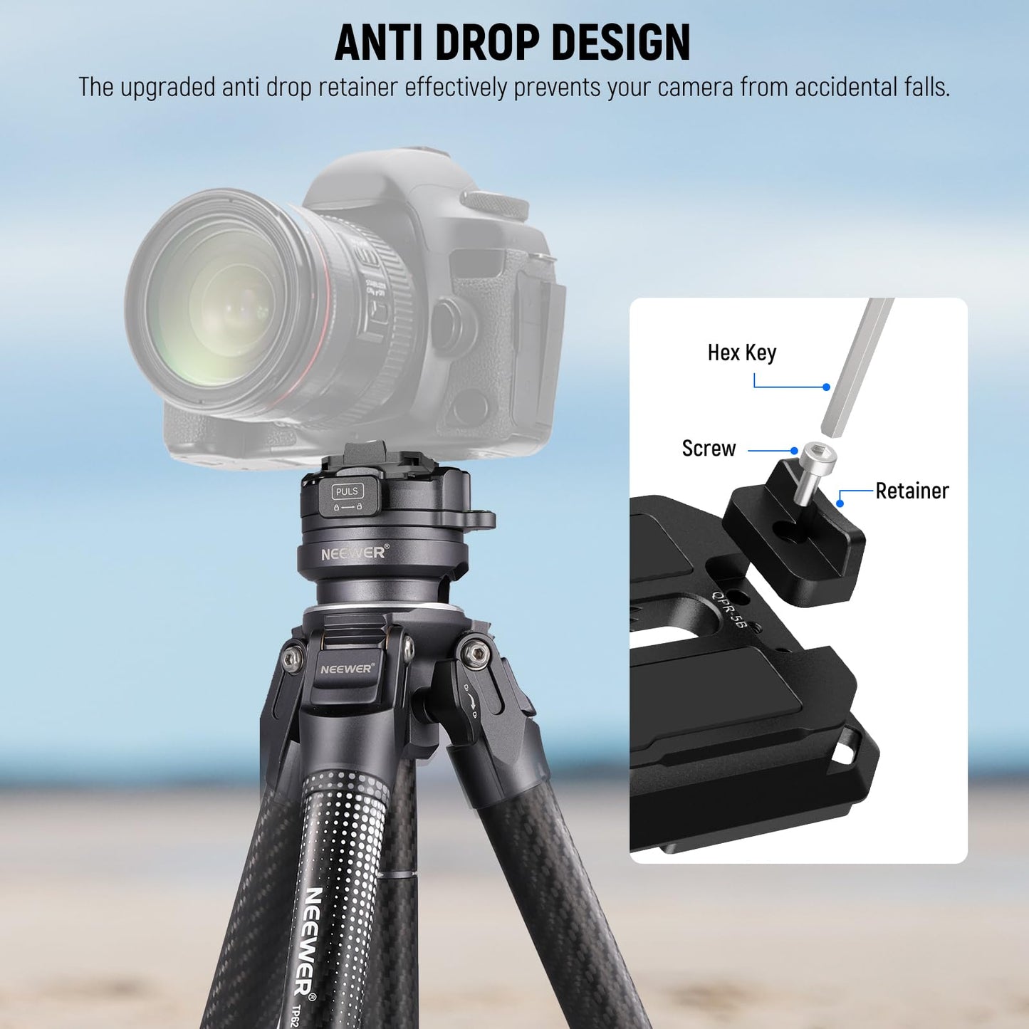 NEEWER 38mm Square Quick Release Plate 2 Pack, Anti Off Arca Type QR Camera Mount Plate Compatible with PD Camera Clip Shoulder Strap Tripod Head