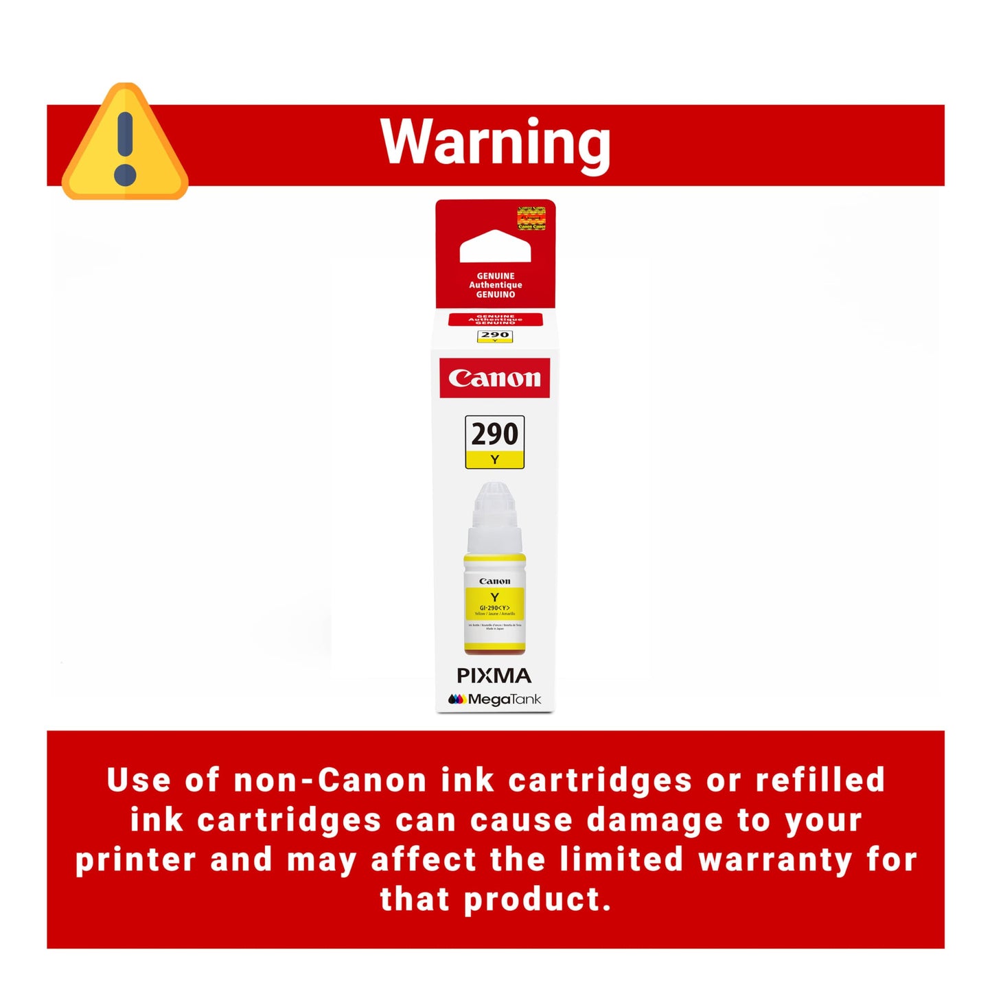 Canon GI-290 Genuine Yellow Ink Tank, Compatible with Megatank G4200, G3200, G2200, G1200, and G4210 Printers
